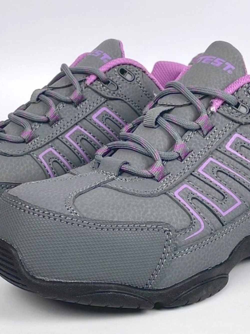 Hytest Women’s Gray work safety Athletic Sneakers with Purple Accents